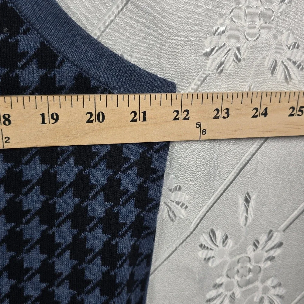 Stafford Signature Men's Sweater Vest Large Houndstooth Pima Cotton Blue Preppy‎